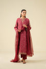 3 Piece Embroidered Raw Silk Suit