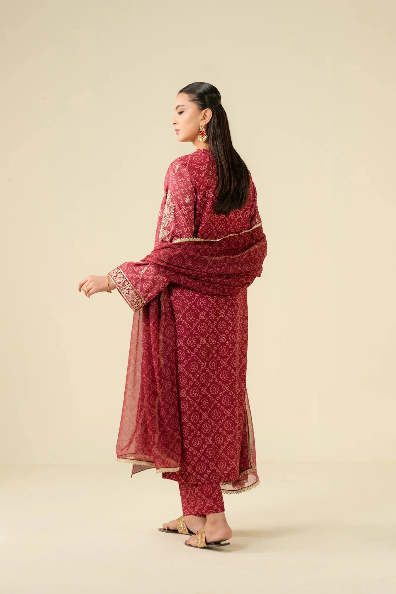 3 Piece Embroidered Raw Silk Suit Pret SS - 25