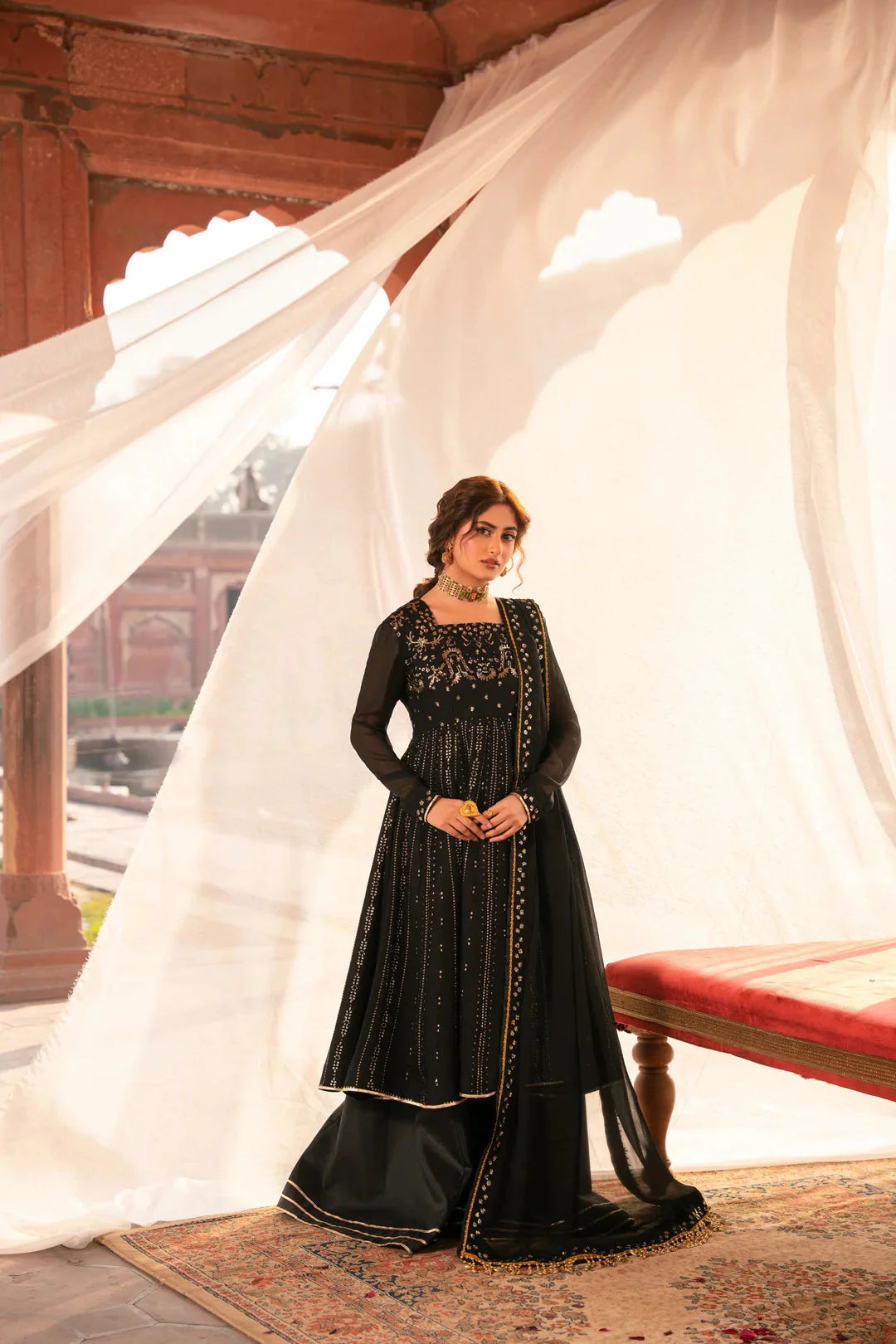 3 Piece Embroidered Chiffon Suit Pret SS - 25