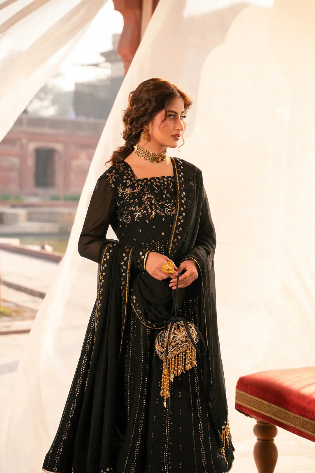 3 Piece Embroidered Chiffon Suit Pret SS - 25