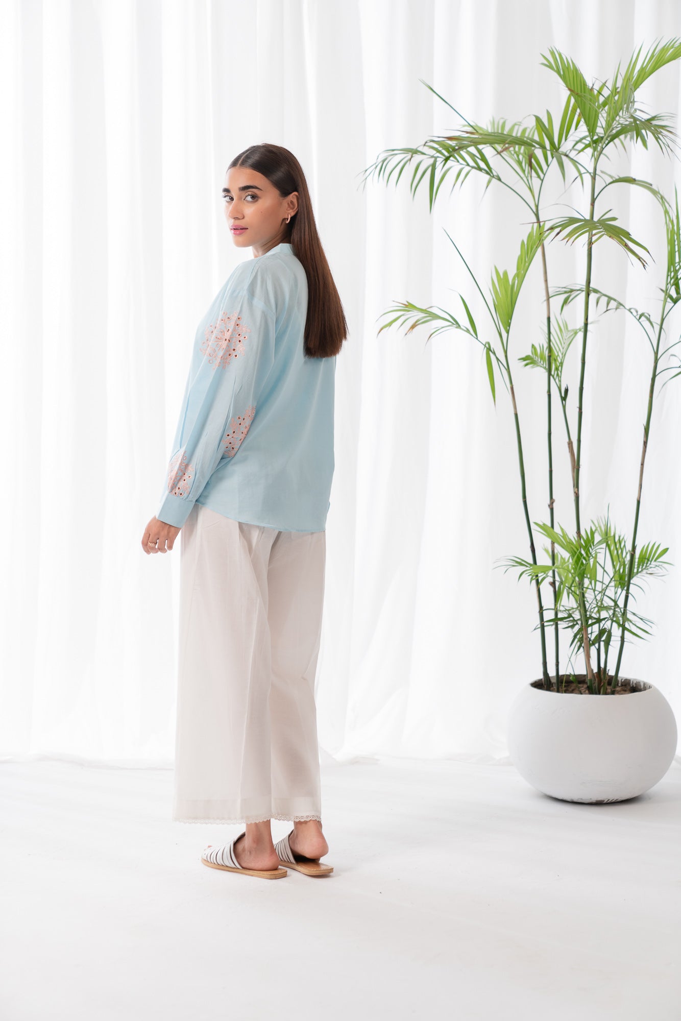 1 Piece Solid Embroidered Lawn Shirt SUMMER-24