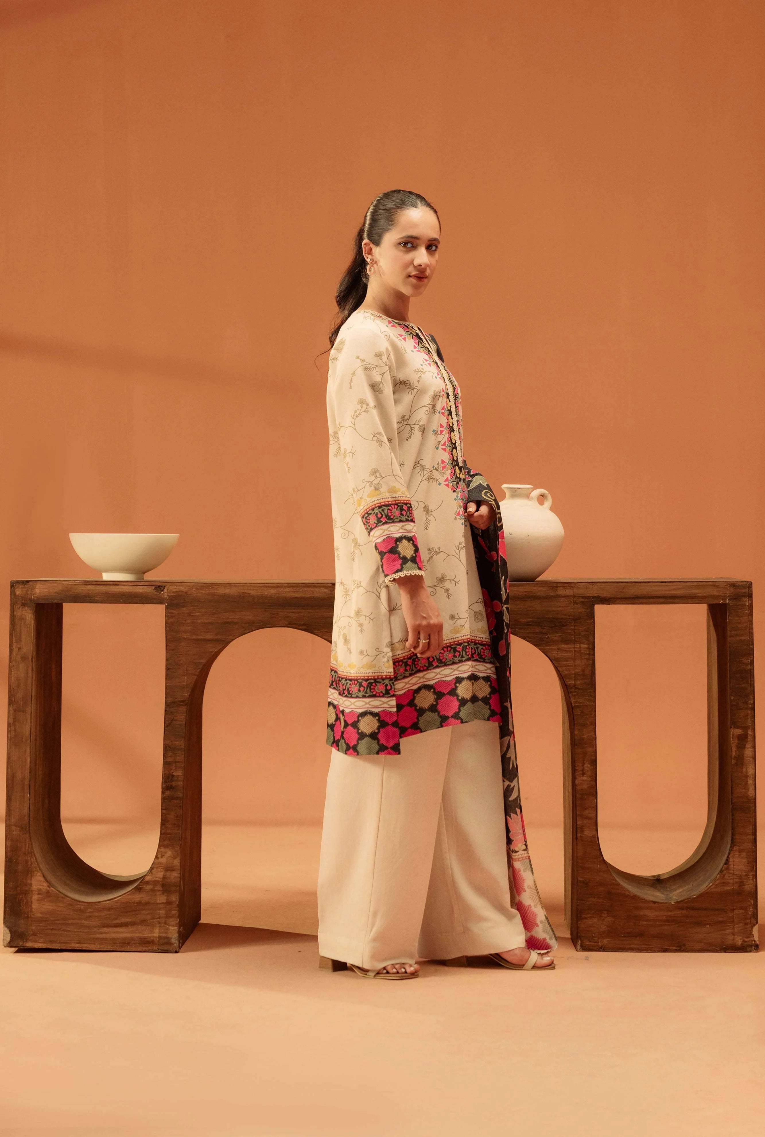 3 Piece Printed Karandi Suit Unstitched Winter-24