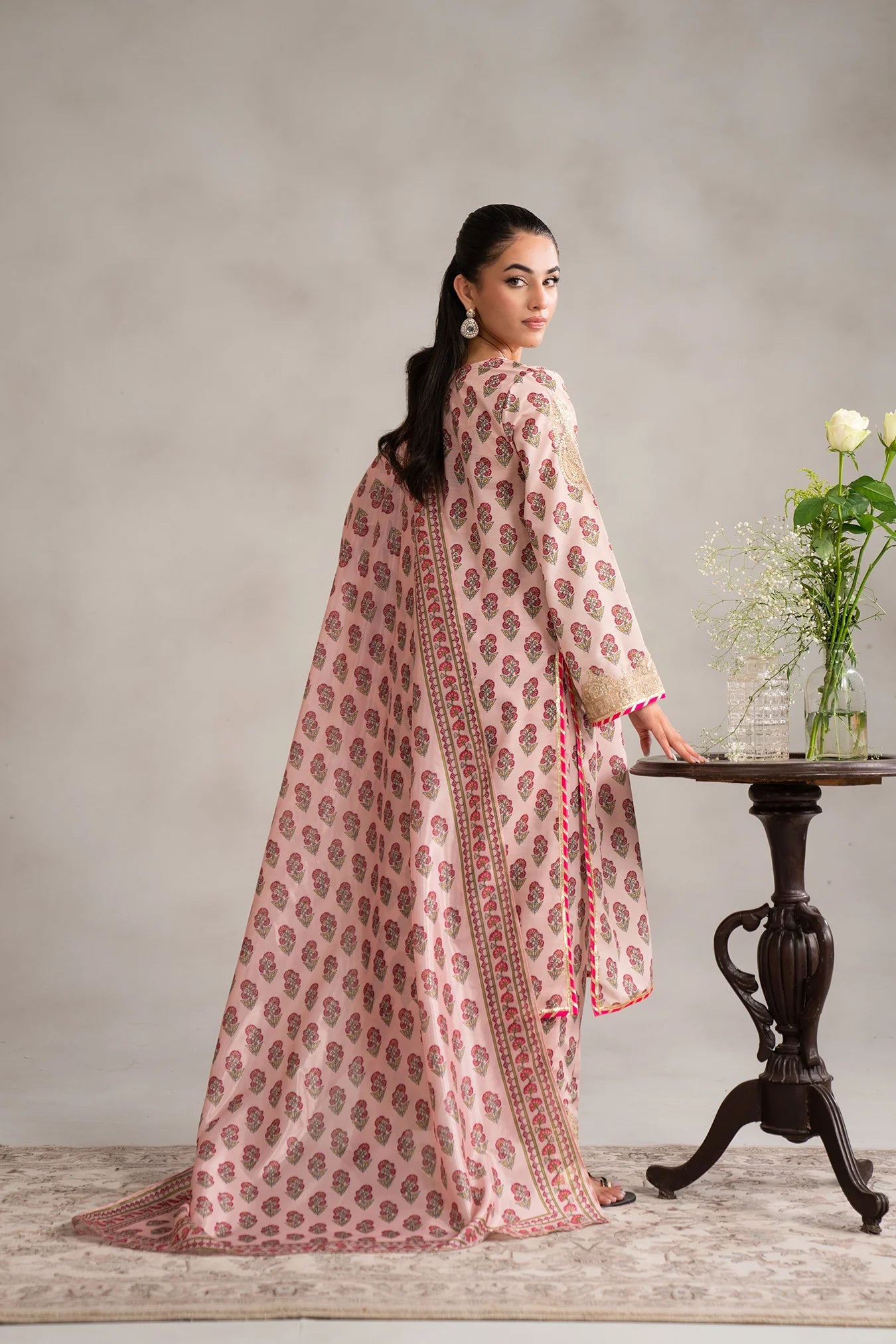 3 Piece Embroidered Raw Silk Suit Pret SS - 25