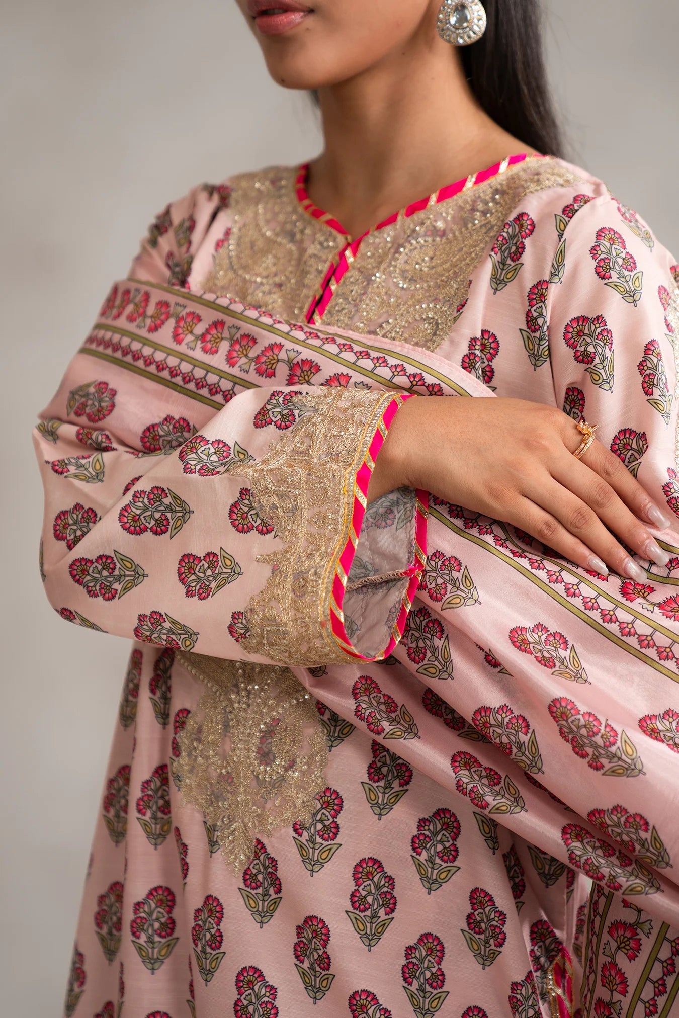 3 Piece Embroidered Raw Silk Suit Pret SS - 25