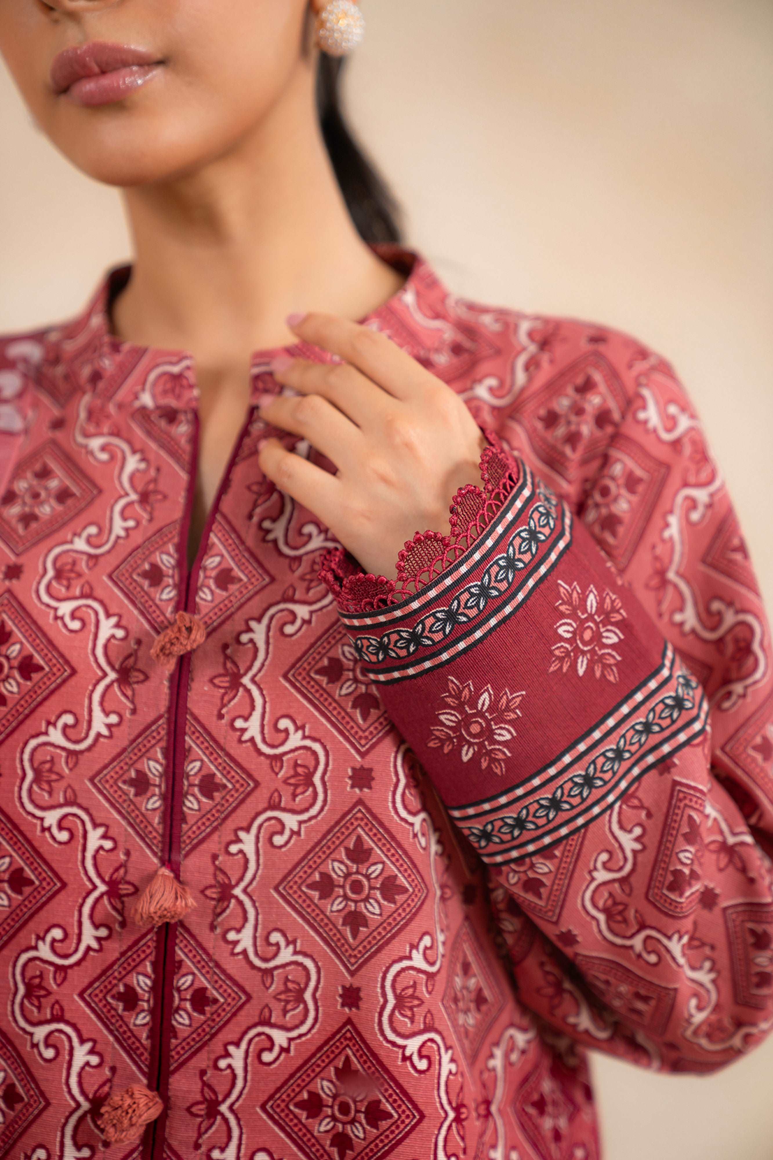 2 Piece Printed Khaddar Suit Unstitched Winter-24
