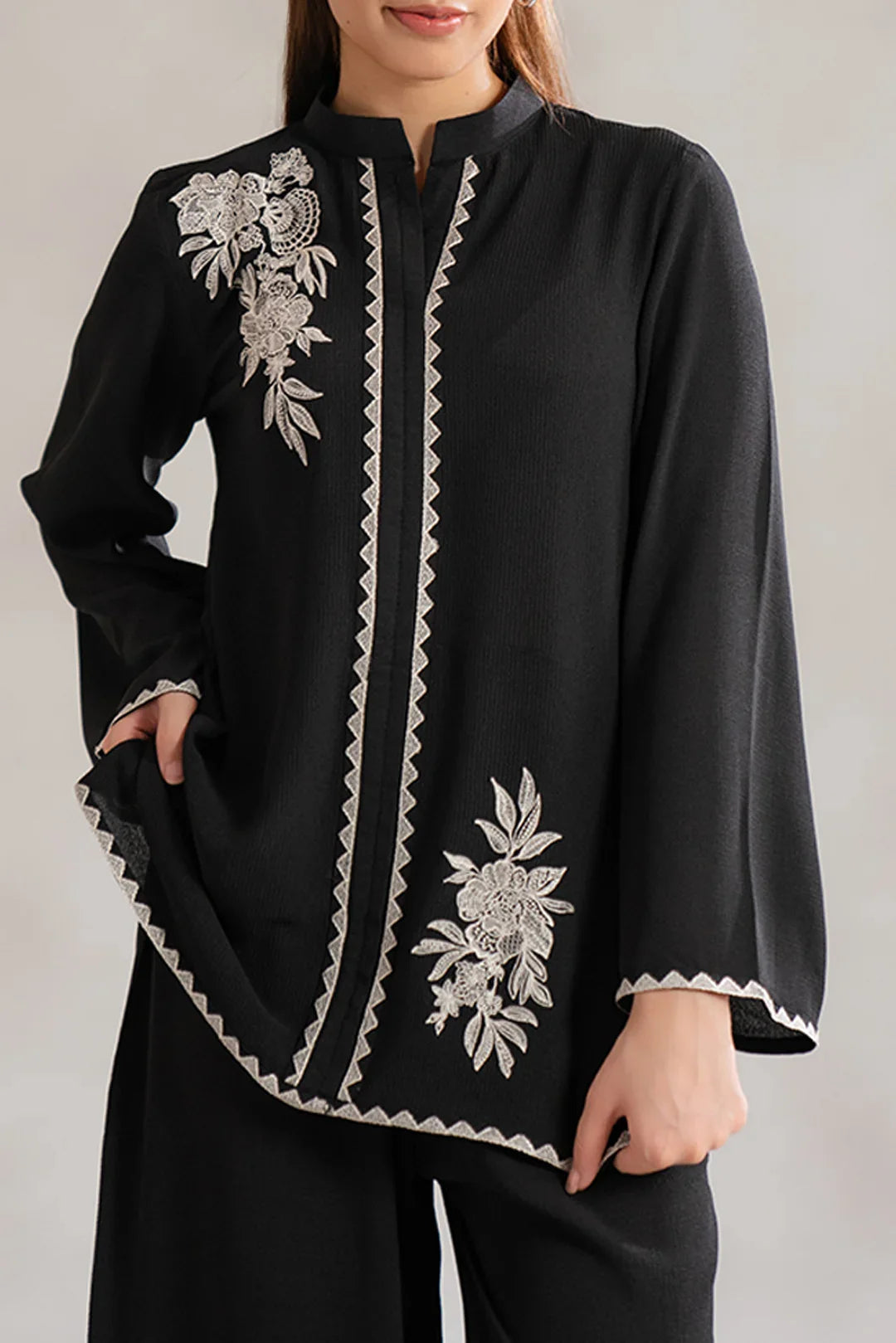 1 Piece Embroidered Blended Shirt Pret SS - 25