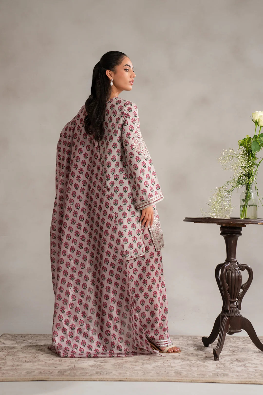 3 Piece Embroidered Raw Silk Suit Pret SS - 25