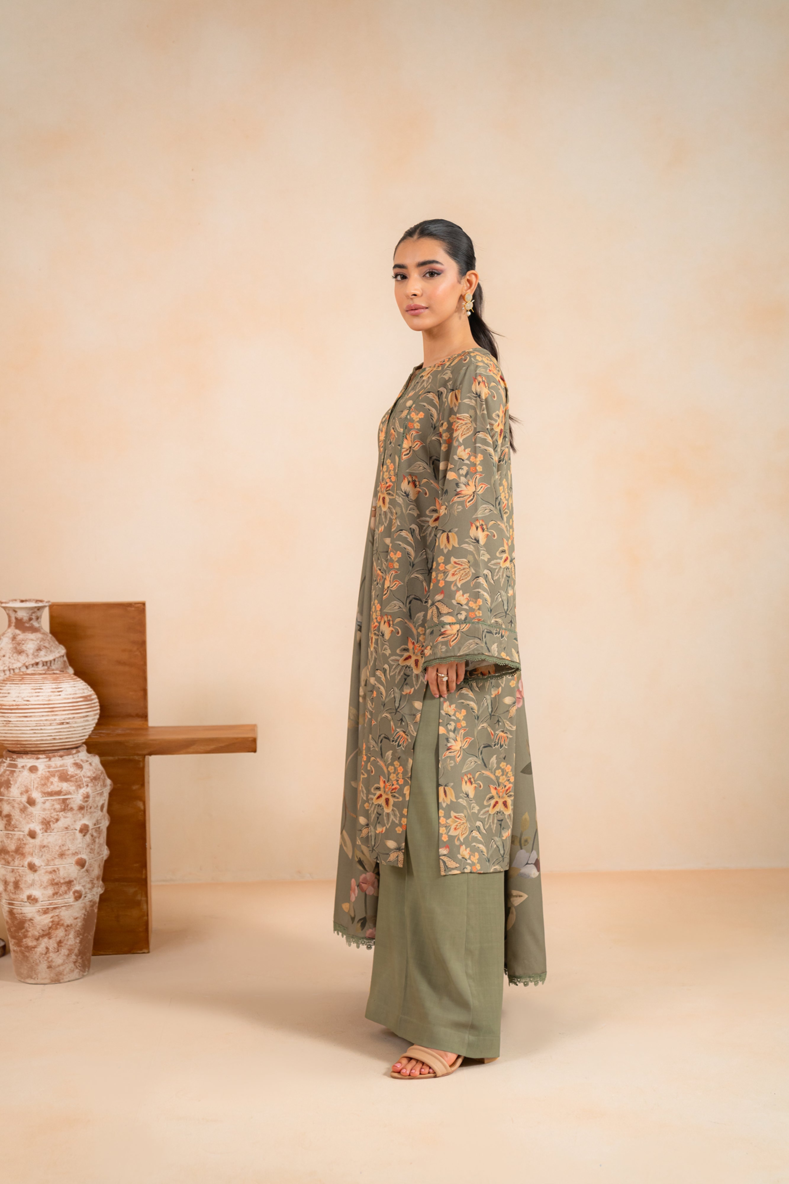 3 Piece Printed Linen Suit Unstitched Winter-24