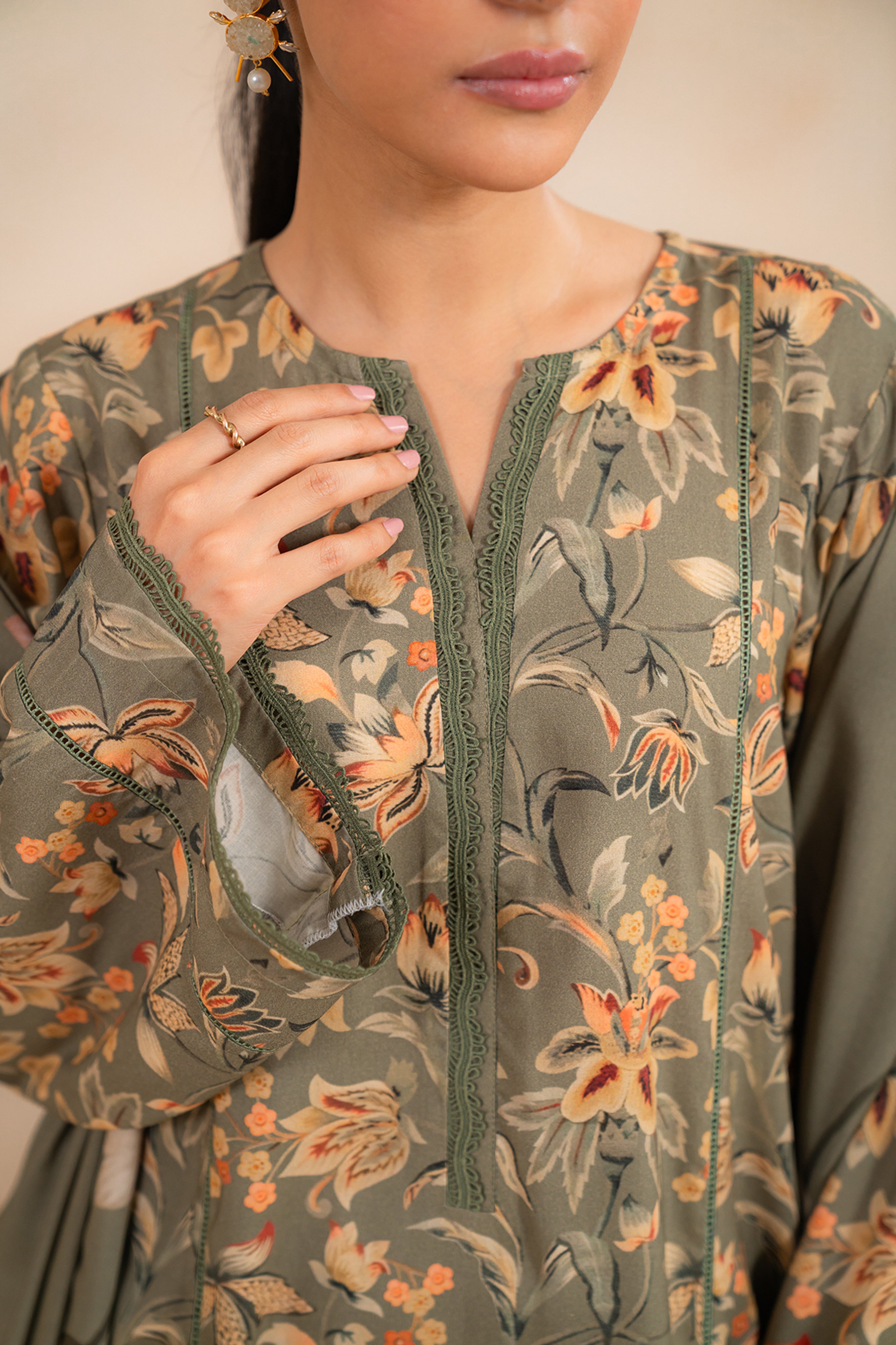 3 Piece Printed Linen Suit Unstitched Winter-24