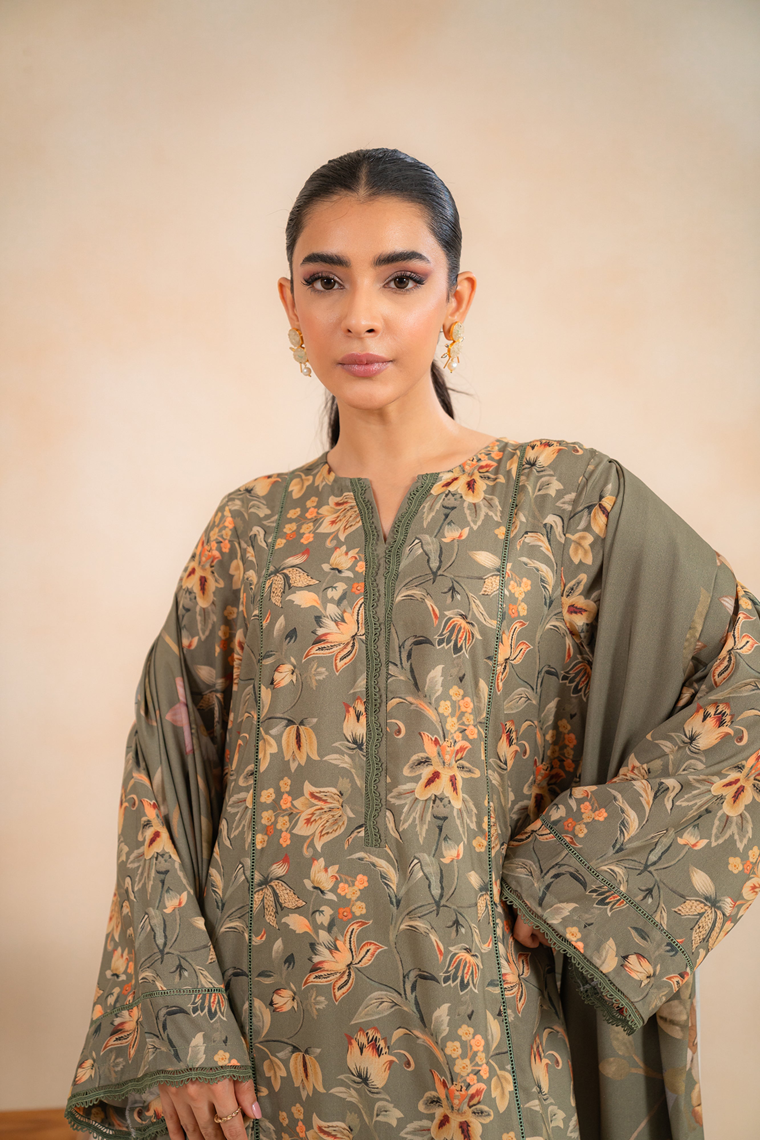3 Piece Printed Linen Suit Unstitched Winter-24