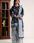 3 Piece Printed Linen Suit