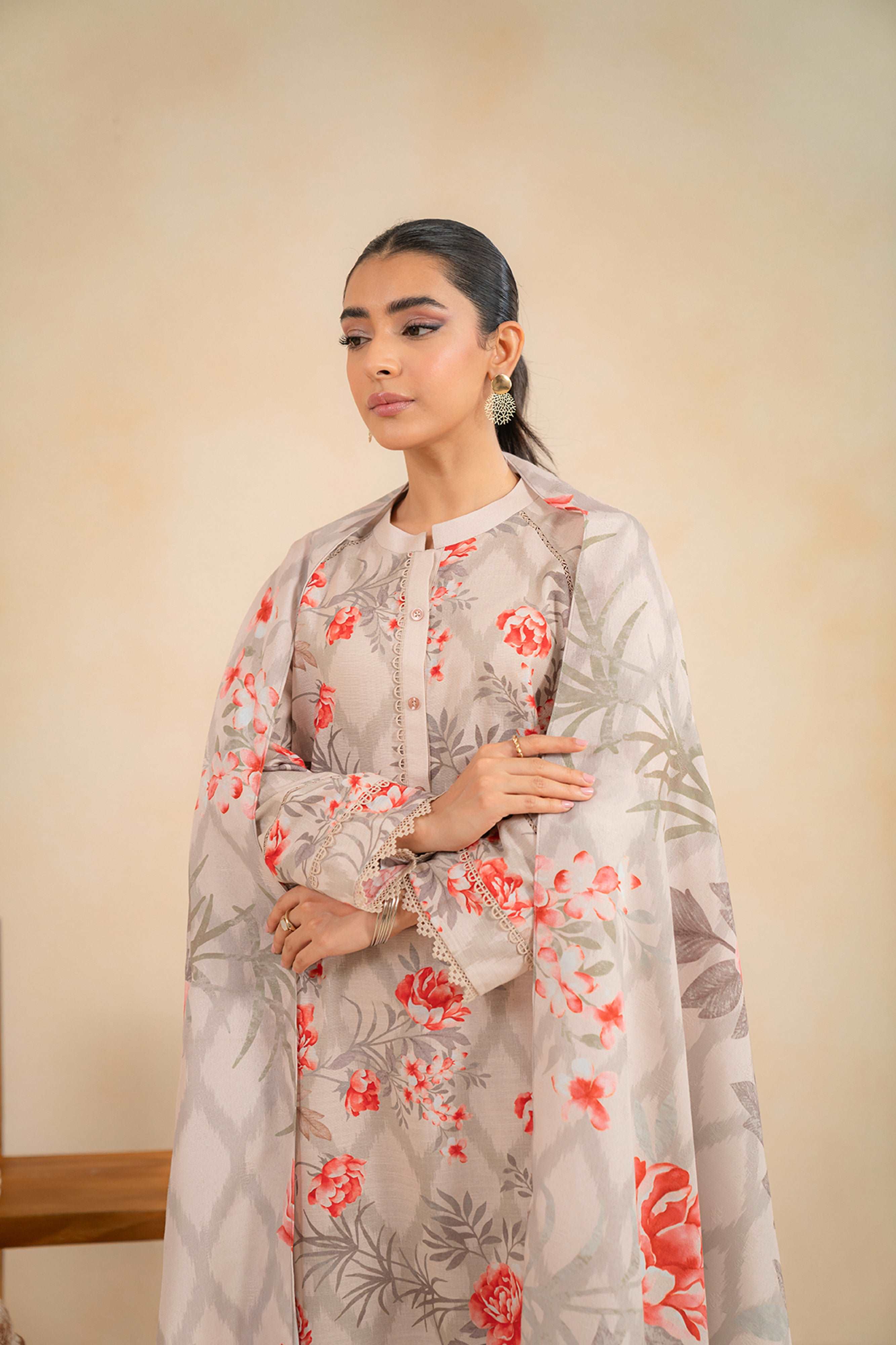 3 Piece Printed Khaddar Suit Unstitched Winter-24