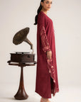 1 Piece Embroidered Raw Silk Kaftan