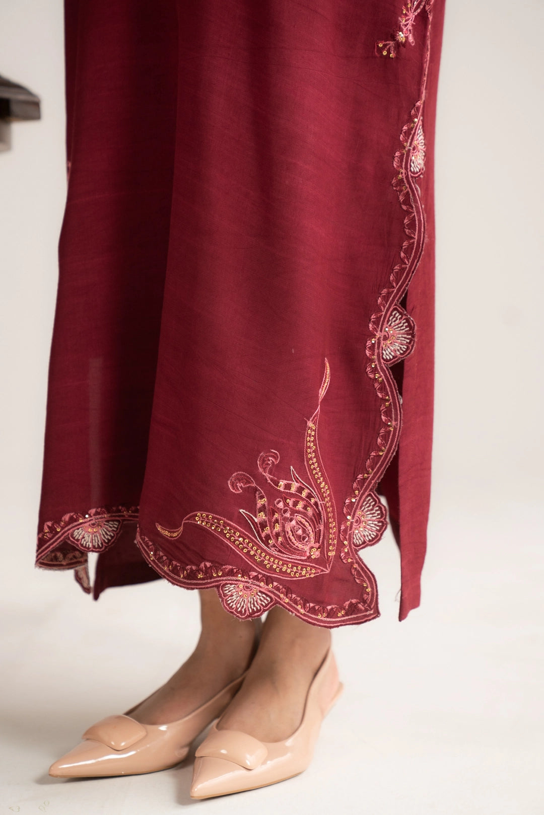 1 Piece Embroidered Raw Silk Kaftan