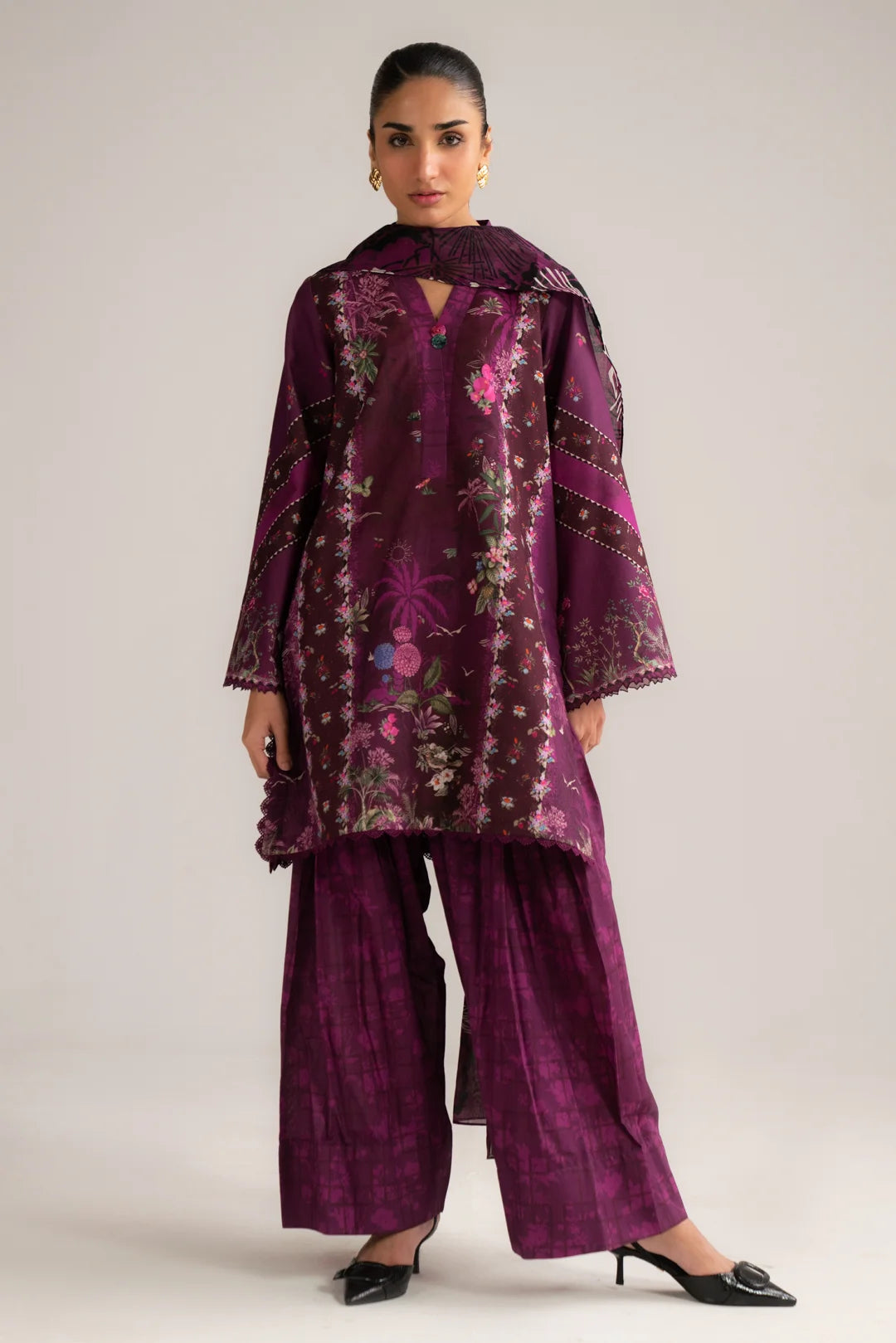 3 Piece Printed Linen Suit Unstitched - 26