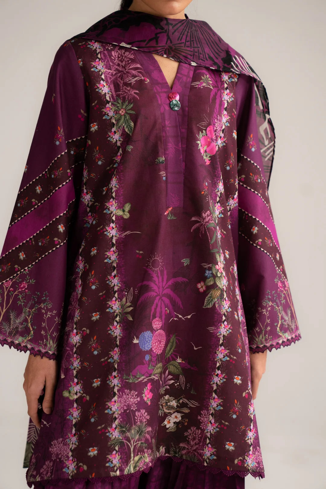 3 Piece Printed Linen Suit Unstitched - 26