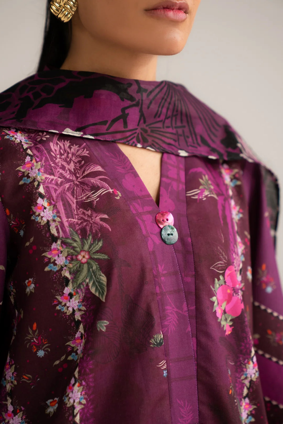3 Piece Printed Linen Suit Unstitched - 26