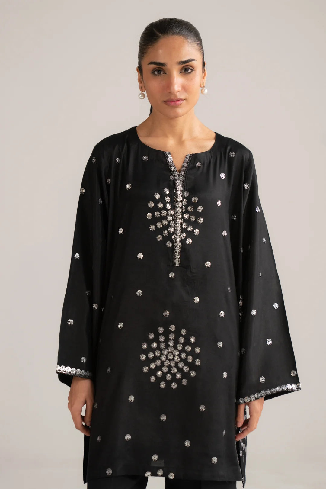 1 Piece Embroidered Raw Silk Shirt