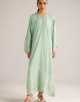 1 Piece Embroidered Raw Silk Kaftan Pret SS - 26