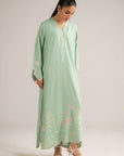 1 Piece Embroidered Raw Silk Kaftan Pret SS - 26