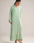 1 Piece Embroidered Raw Silk Kaftan