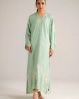 1 Piece Embroidered Raw Silk Kaftan
