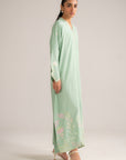 1 Piece Embroidered Raw Silk Kaftan Pret SS - 26