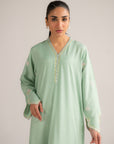 1 Piece Embroidered Raw Silk Kaftan Pret SS - 26