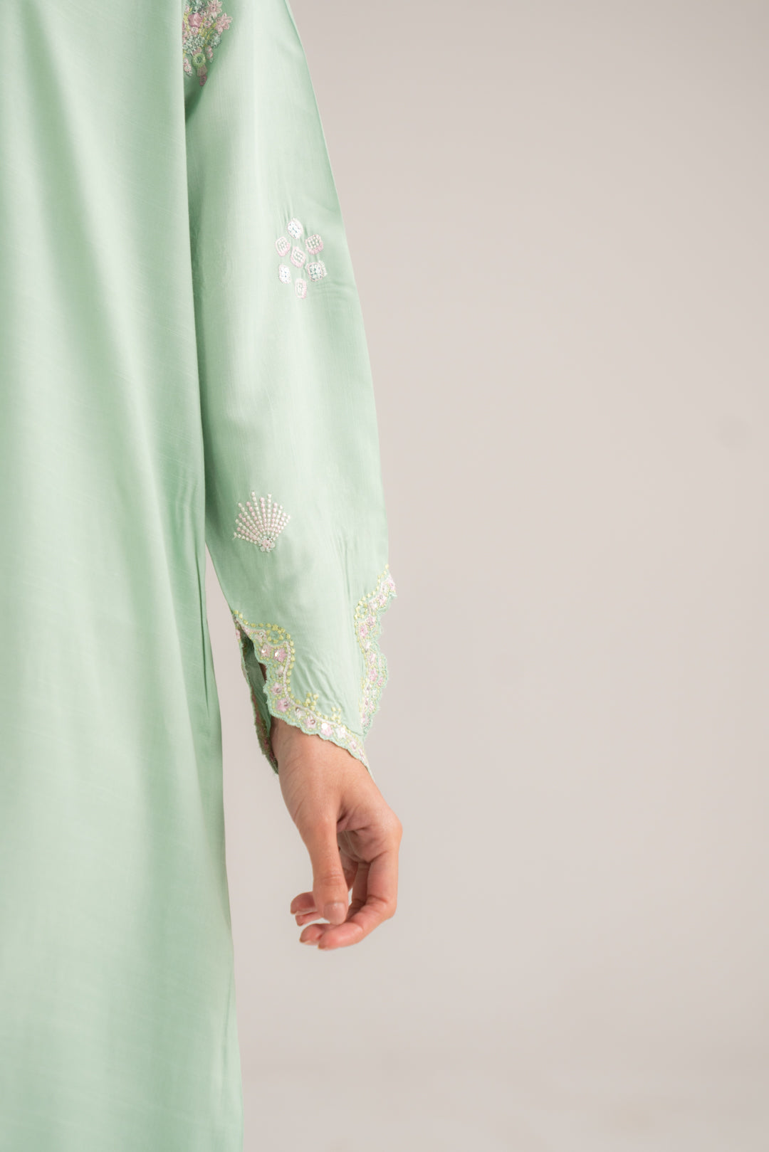 1 Piece Embroidered Raw Silk Kaftan Pret SS - 26