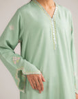1 Piece Embroidered Raw Silk Kaftan