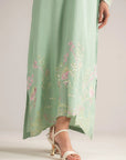 1 Piece Embroidered Raw Silk Kaftan