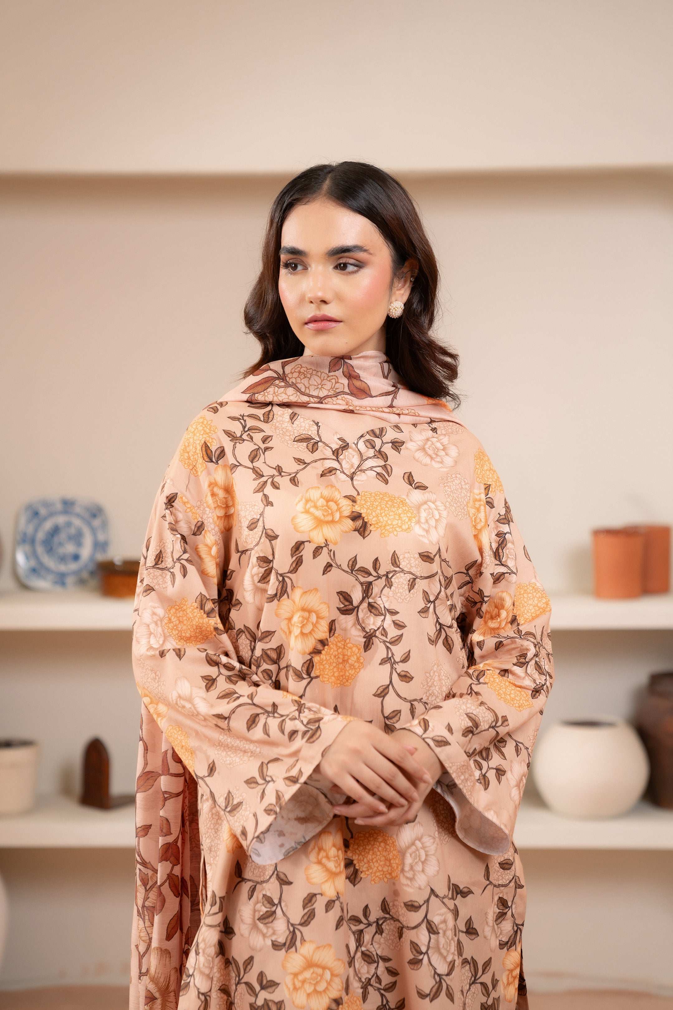 3 Piece Printed Cambric Suit Unstitched Winter-24