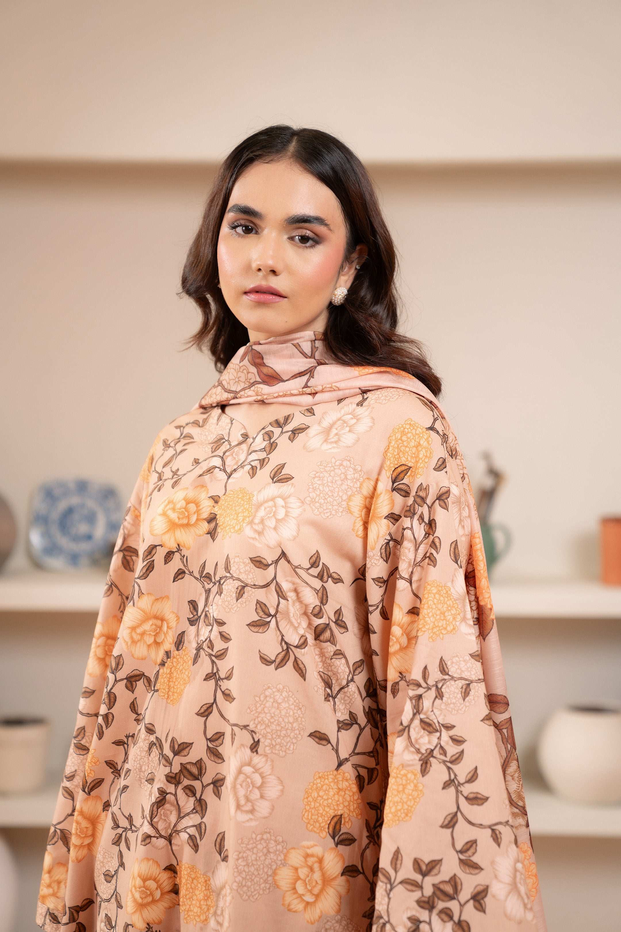 3 Piece Printed Cambric Suit Unstitched Winter-24