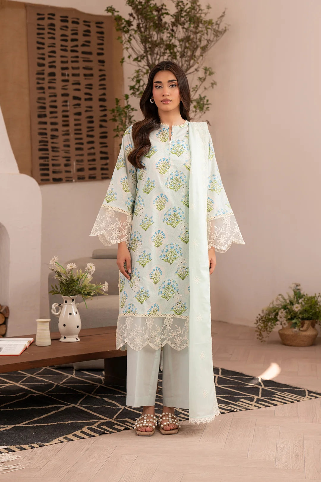 3 Piece Embroidered Lawn Suit Unstitched Summer - 25