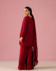 3 Piece Embroidered Raw Silk Suit