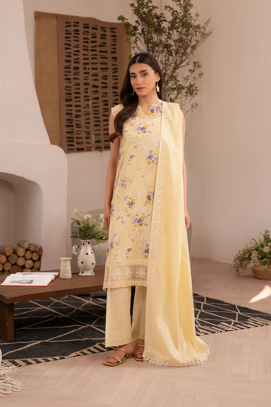 3 Piece Embroidered Lawn Suit Unstitched Summer - 25