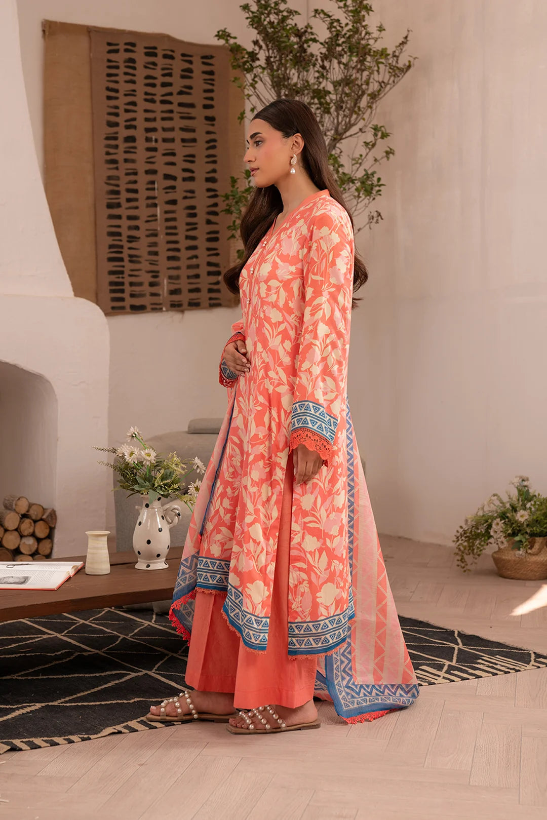 2 Piece Printed Linen Suit Unstitched SS - 25