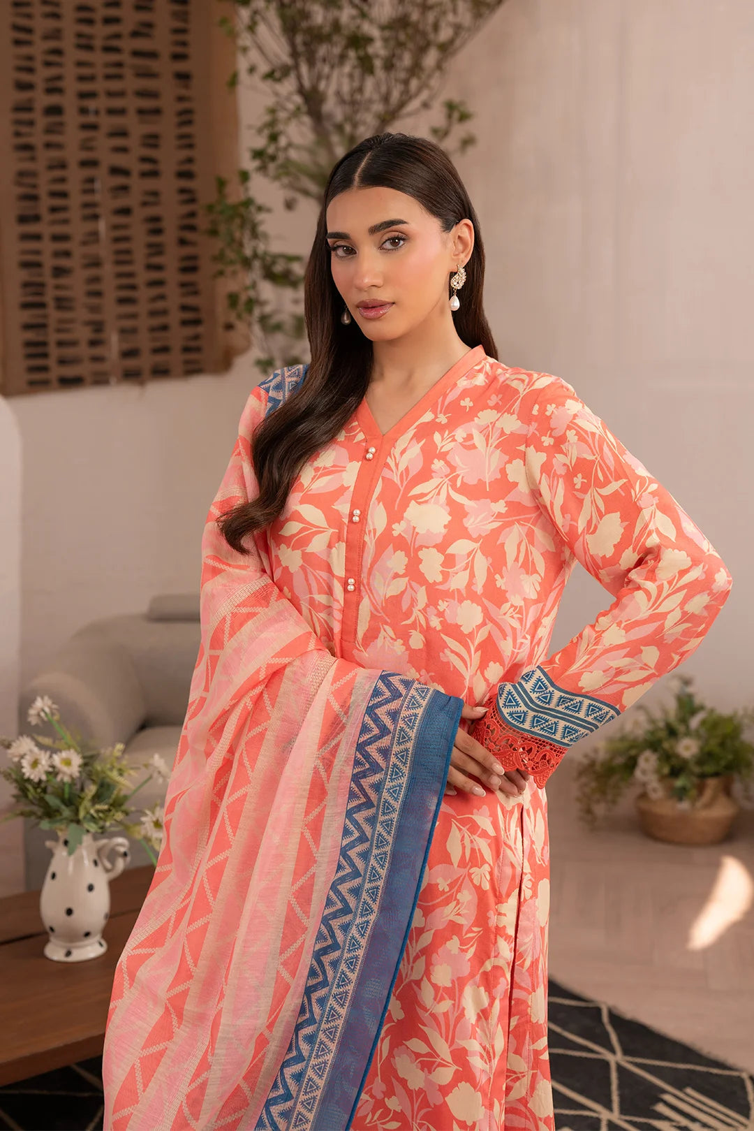 2 Piece Printed Linen Suit Unstitched SS - 25