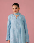 3 Piece Embroidered Raw Silk Suit