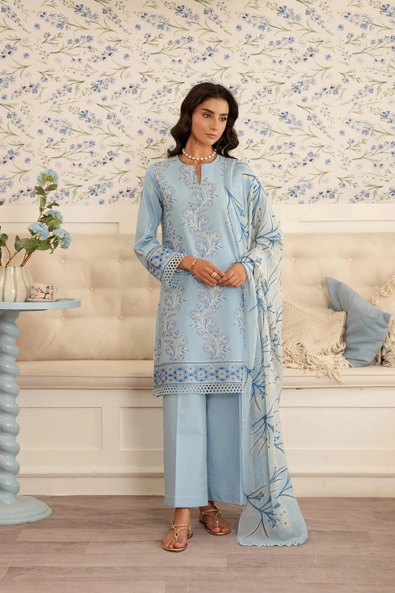 3 Piece Embroidered Lawn Suit Unstitched Summer - 25
