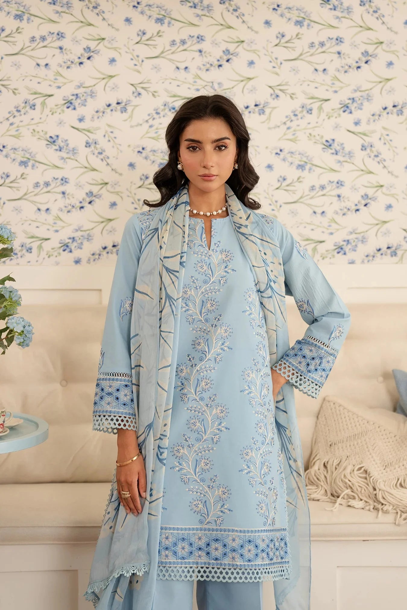 3 Piece Embroidered Lawn Suit Unstitched Summer - 25