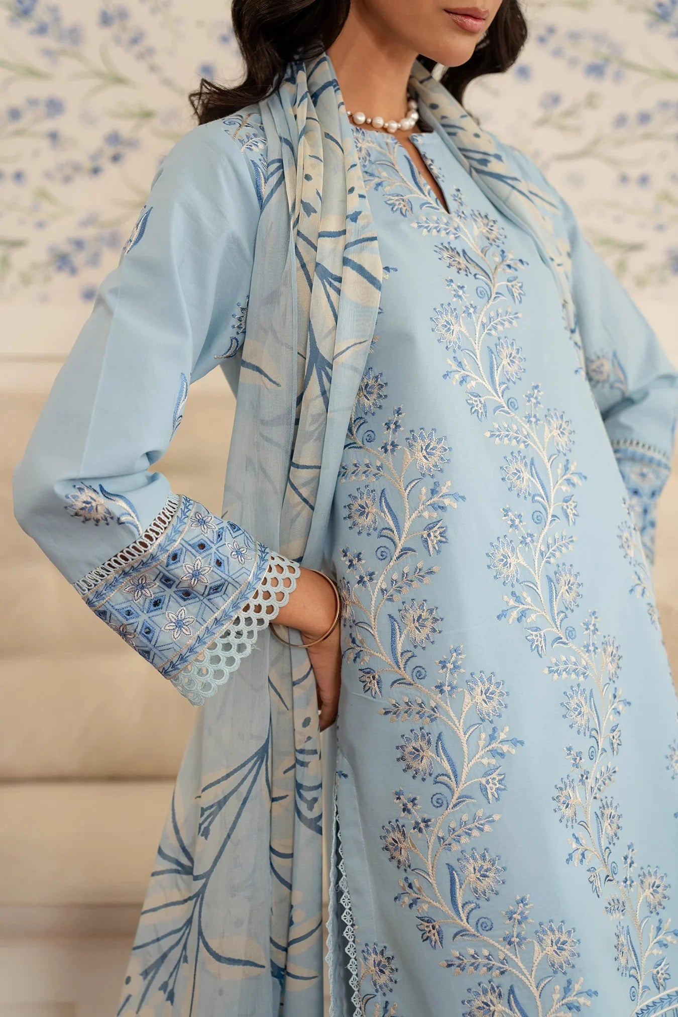 3 Piece Embroidered Lawn Suit Unstitched Summer - 25
