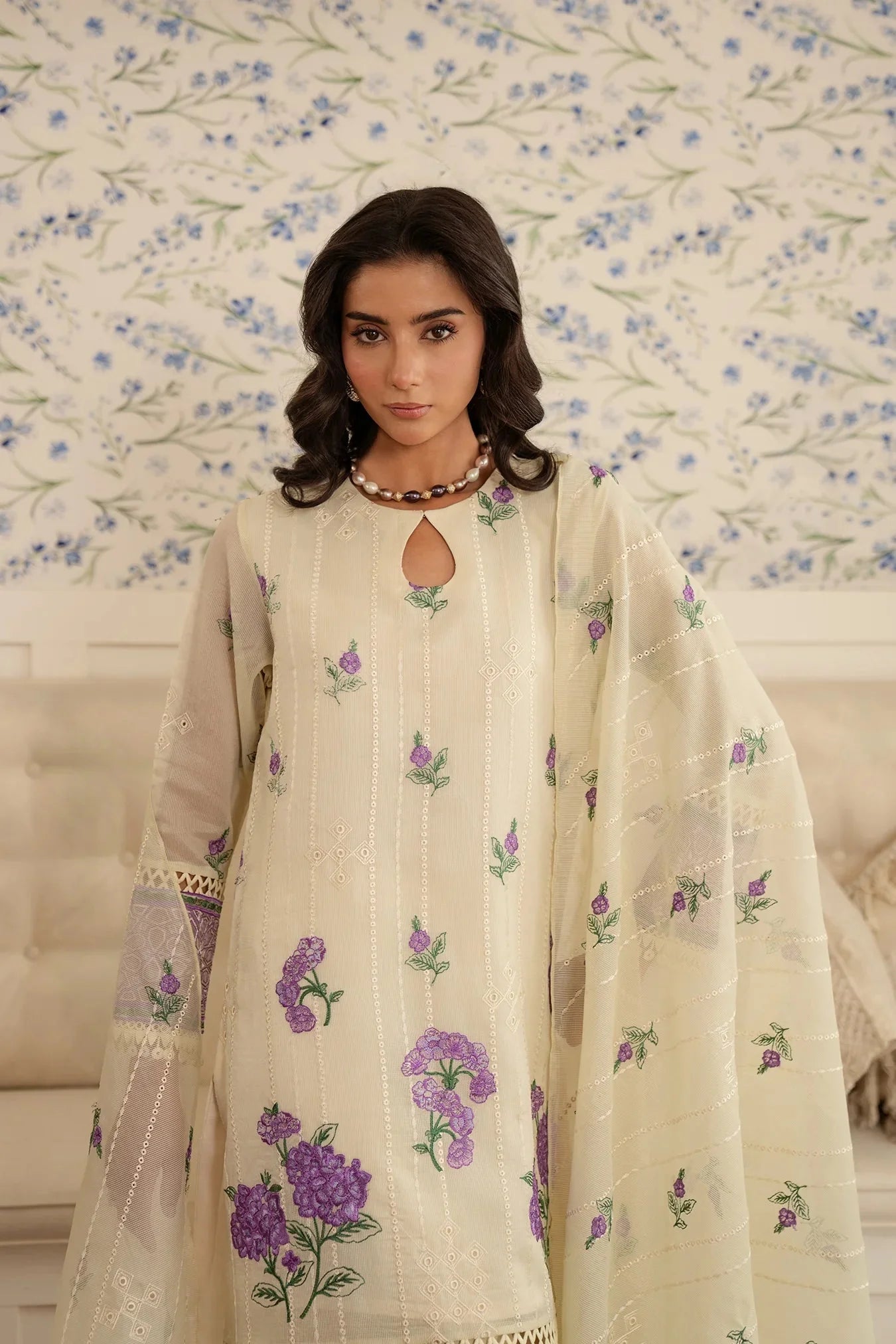 3 Piece Embroidered Cotton Net Suit Unstitched Summer - 25