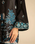 3 Piece Embroidered Raw Silk Suit