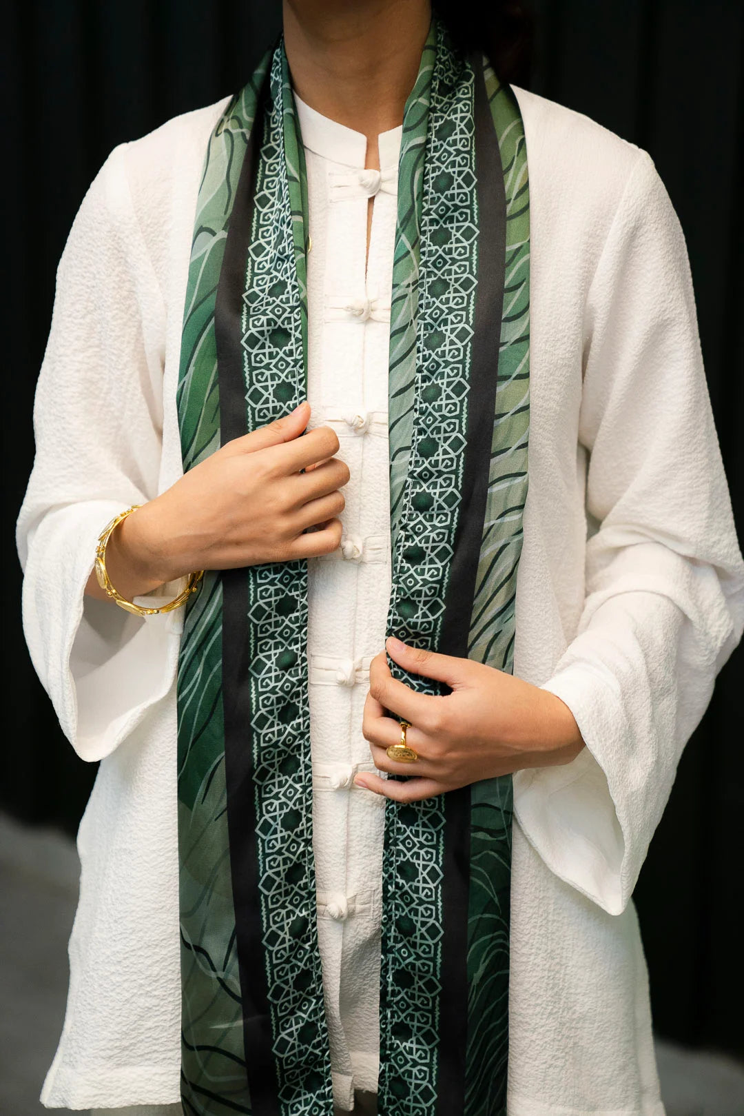 Green Silk Scarf Pret SS - 26