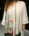 Green White Silk Scarf Pret SS - 26