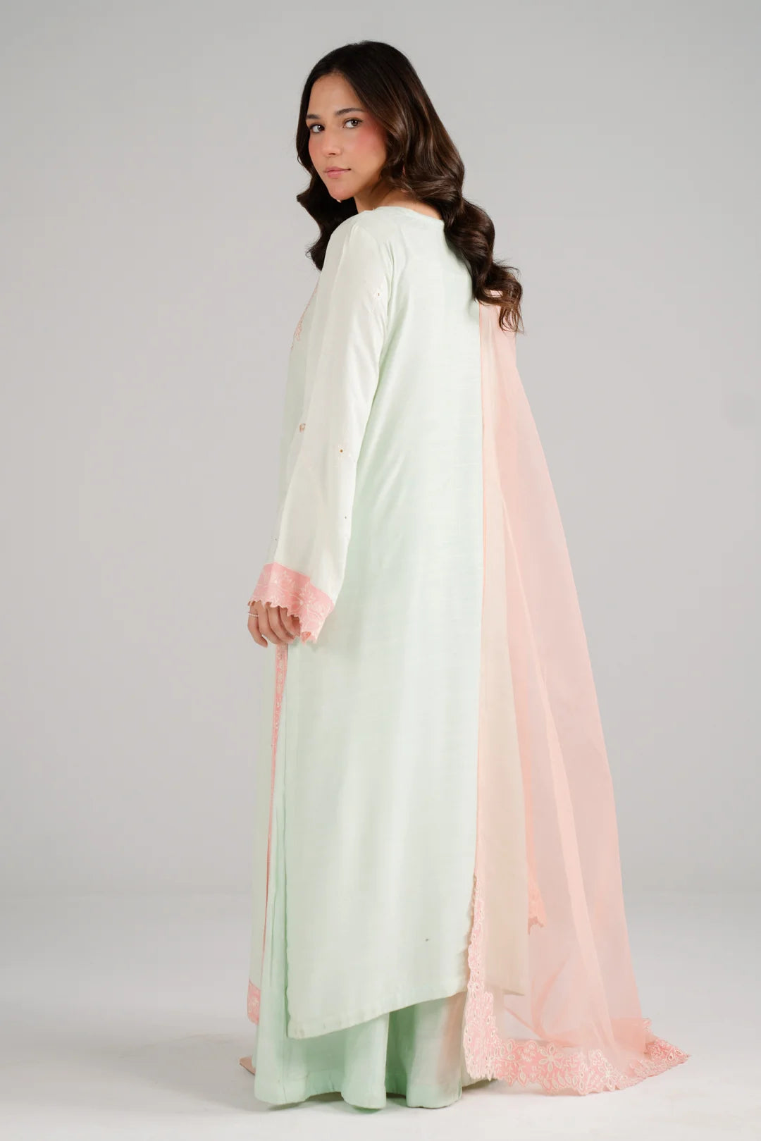 3 Piece Embroidered Raw Silk Suit Pret SS - 26