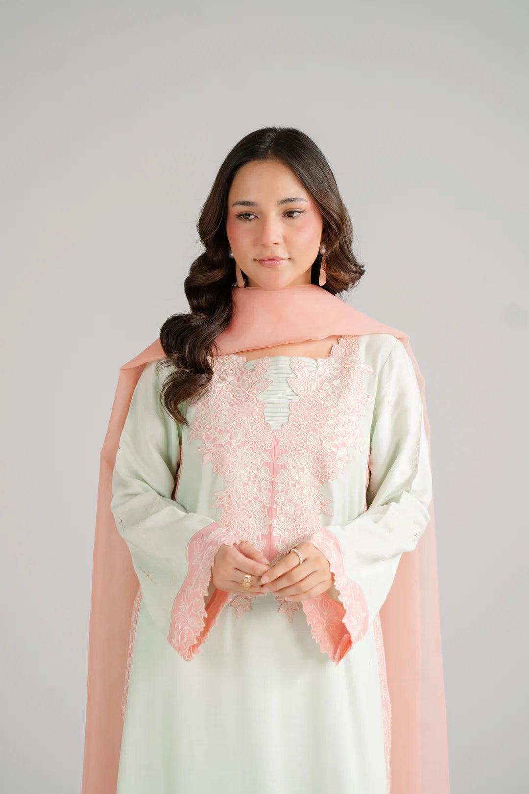 3 Piece Embroidered Raw Silk Suit Pret SS - 26