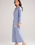 Light blue 2 piece lawn suit side view women Beyond East