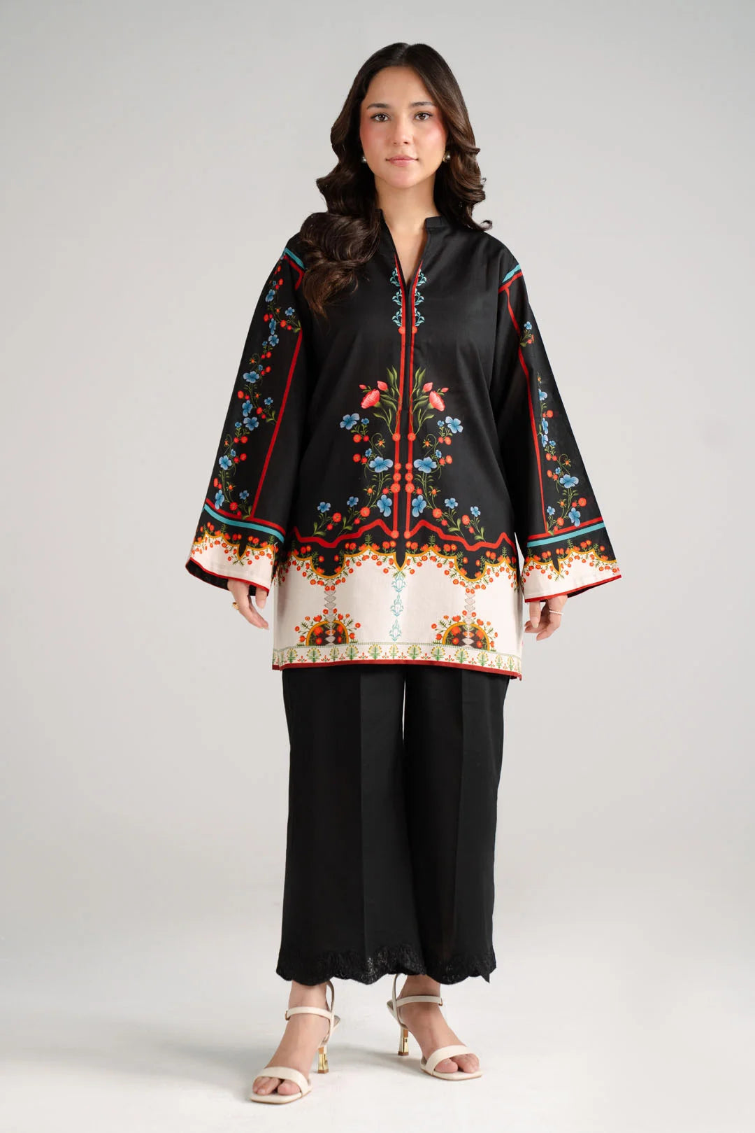 1 Piece Ethnic Printed Cambric Shirt Pret SS - 26